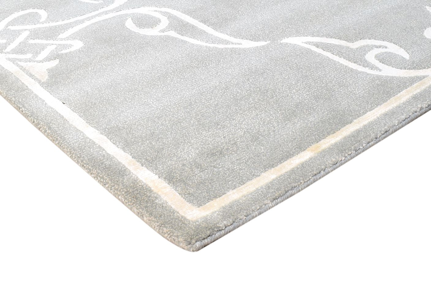 6X9 Rug Wool / Silk Grey Modern Hand Knotted Moroccan Trellis Room Size Carpet Area Rug