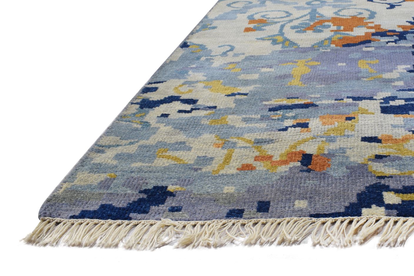 8' X 10' Rug Wool Blue Modern Hand Knotted American Abstract Large Carpet Area Rug