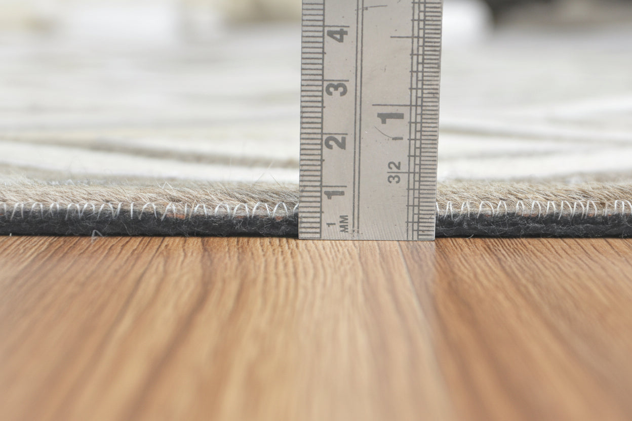 Myra Handmade Gray Leather Diamonds Rug | Modern Patchwork Cowhide Rug