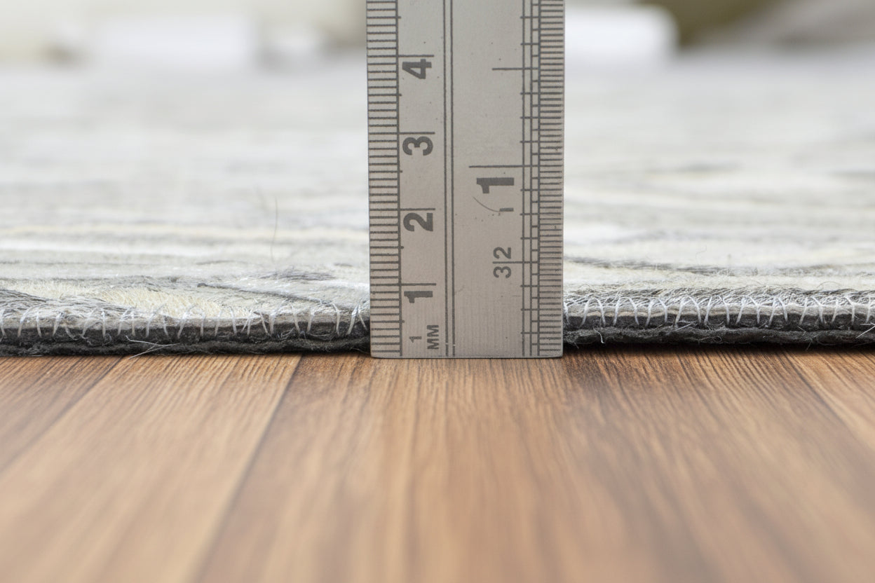 Honeycomb Leather Handmade Gray Rug | Scandinavian Patchwork Cowhide Area Rug