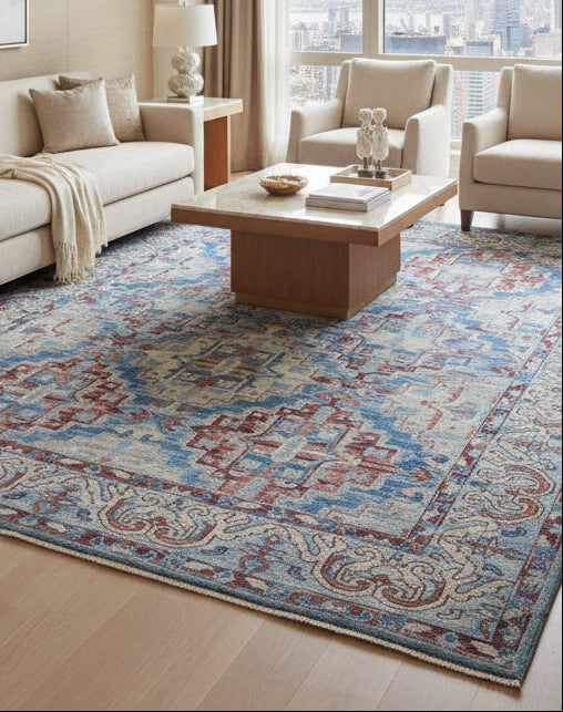 Mala Red Wool Rug Modern Hand Knotted Kazak Oriental