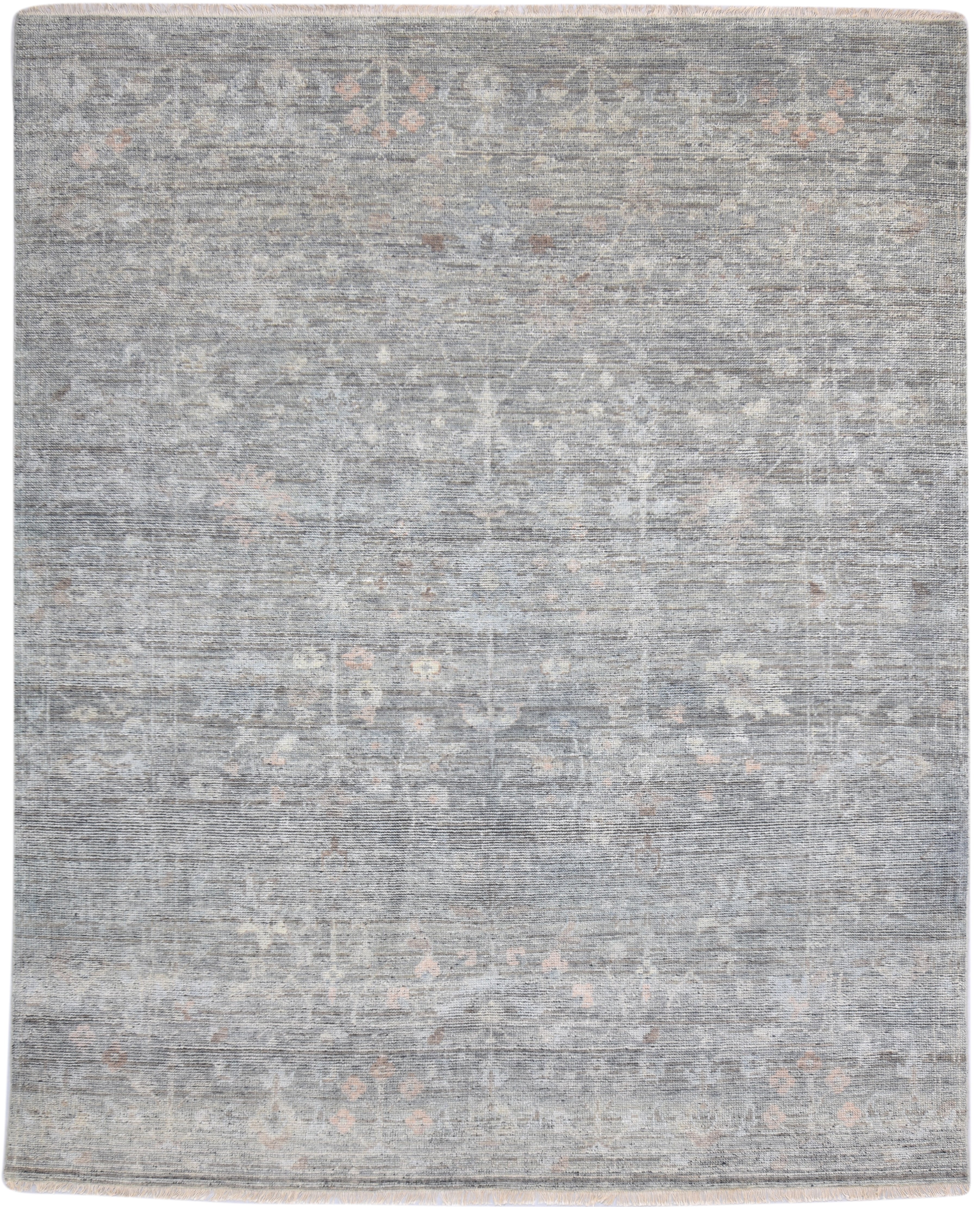 Randall Wool Gray Hand-Knotted Kashan Persian Rug 8881896947861
