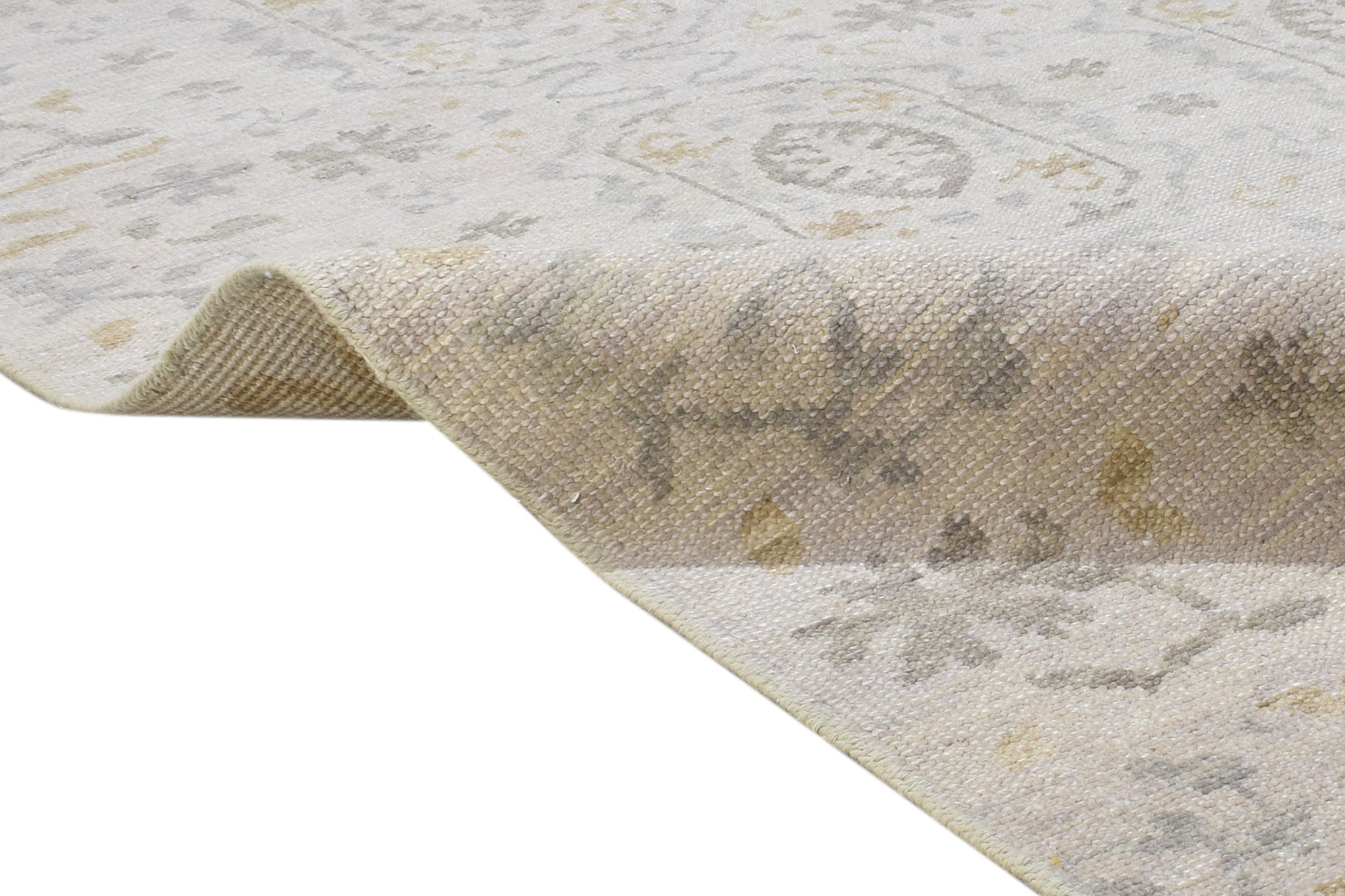 Antara Hand-Knotted Anatolian Oushak Wool Rug – Medallion Beige / Gray Oriental Area Rug