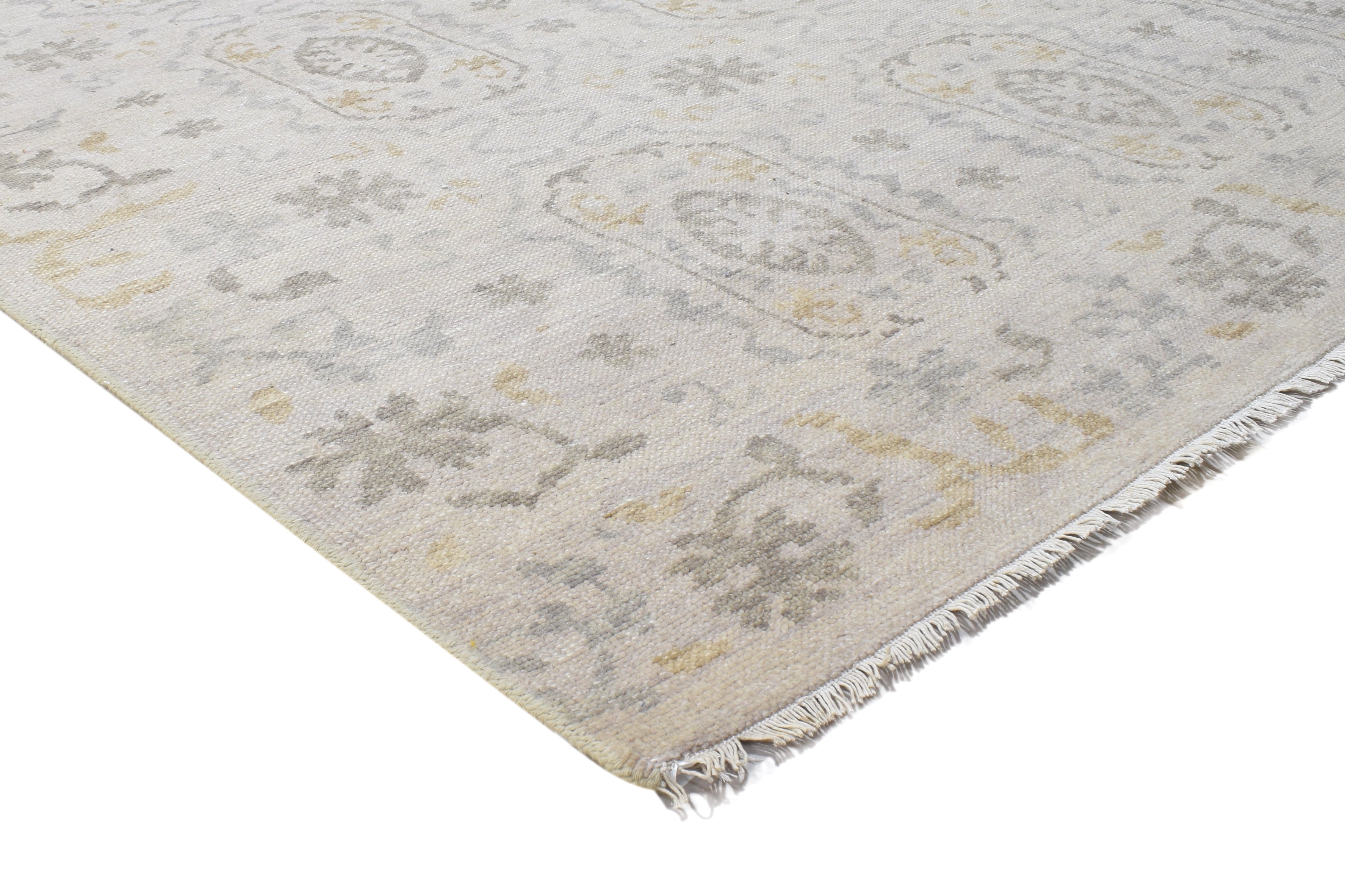 Antara Hand-Knotted Anatolian Oushak Wool Rug – Medallion Beige / Gray Oriental Area Rug