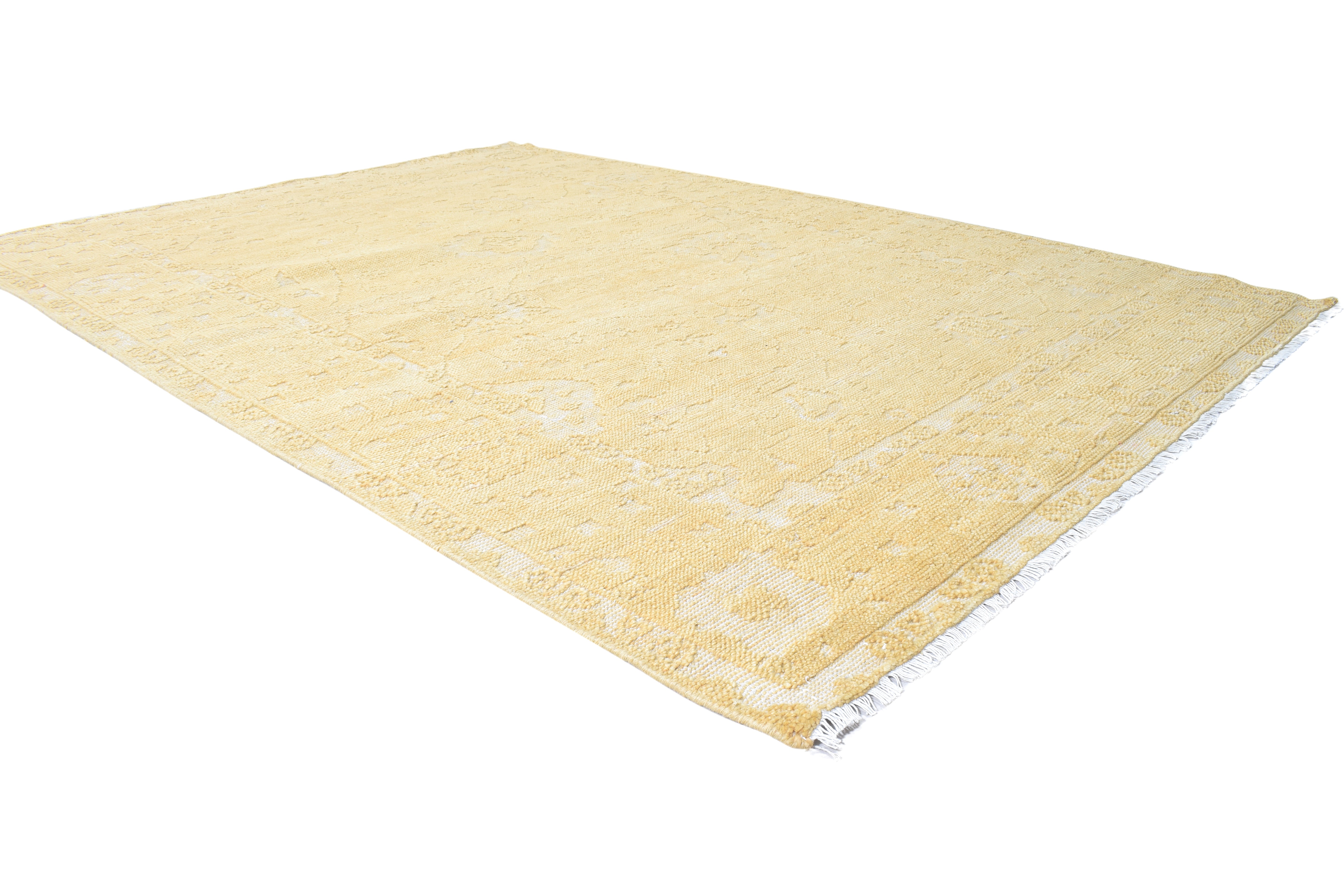 Rudra Golden Yellow Hand-Knotted Wool Oushak Rug
