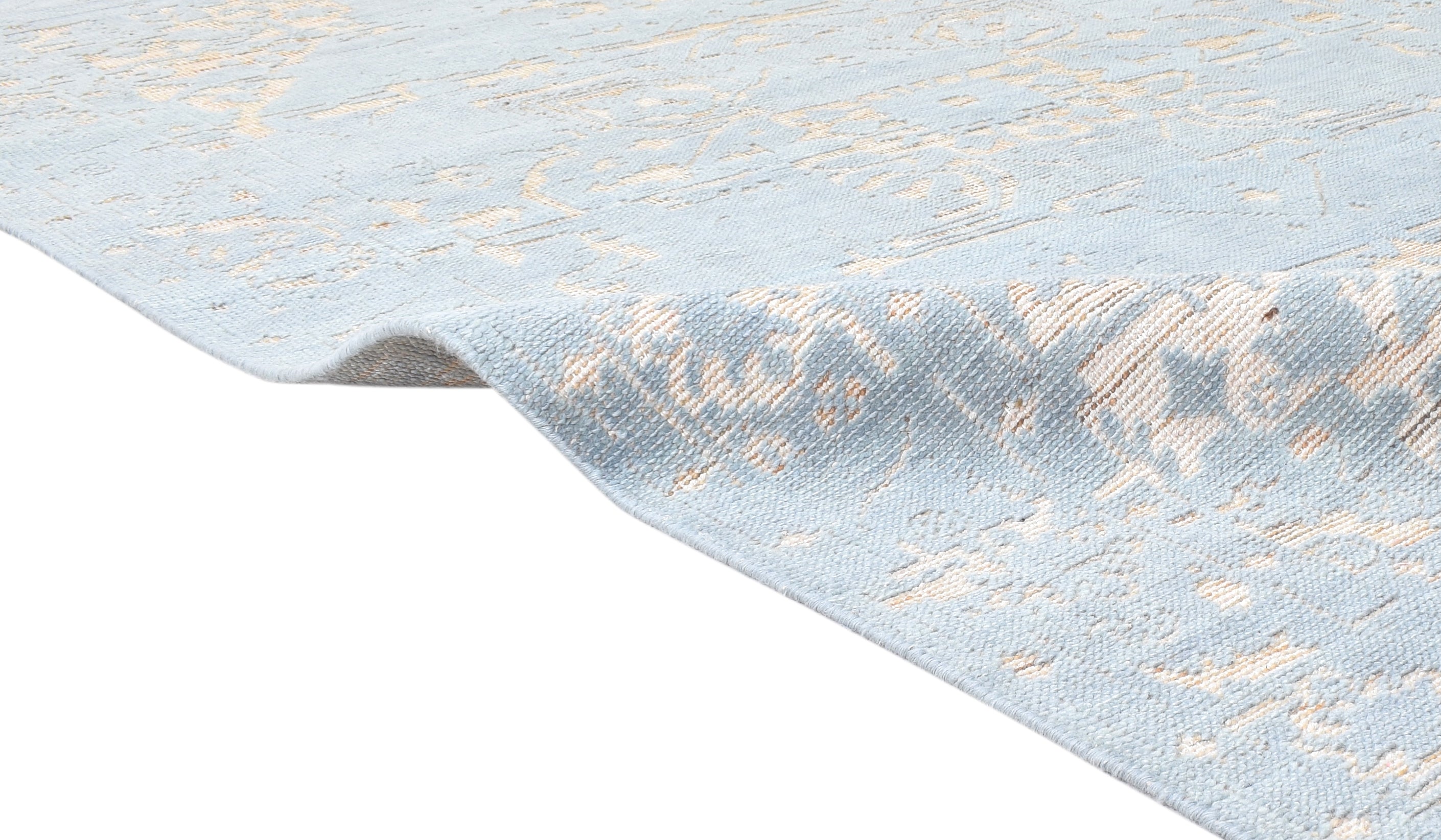 Justin Blue Hand-Knotted Wool Modern Heriz Serapi Abstract Rug