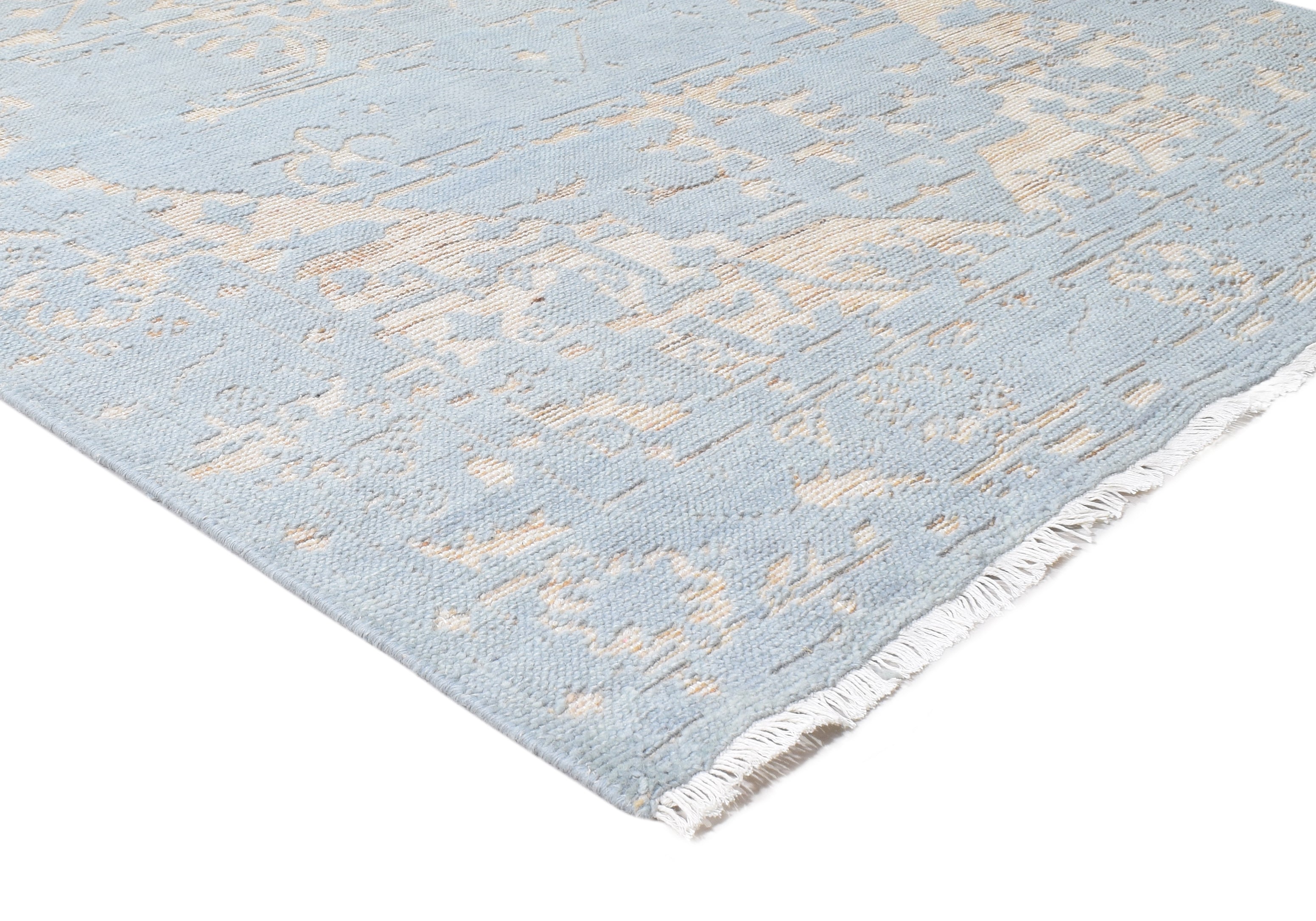 Justin Blue Hand-Knotted Wool Modern Heriz Serapi Abstract Rug