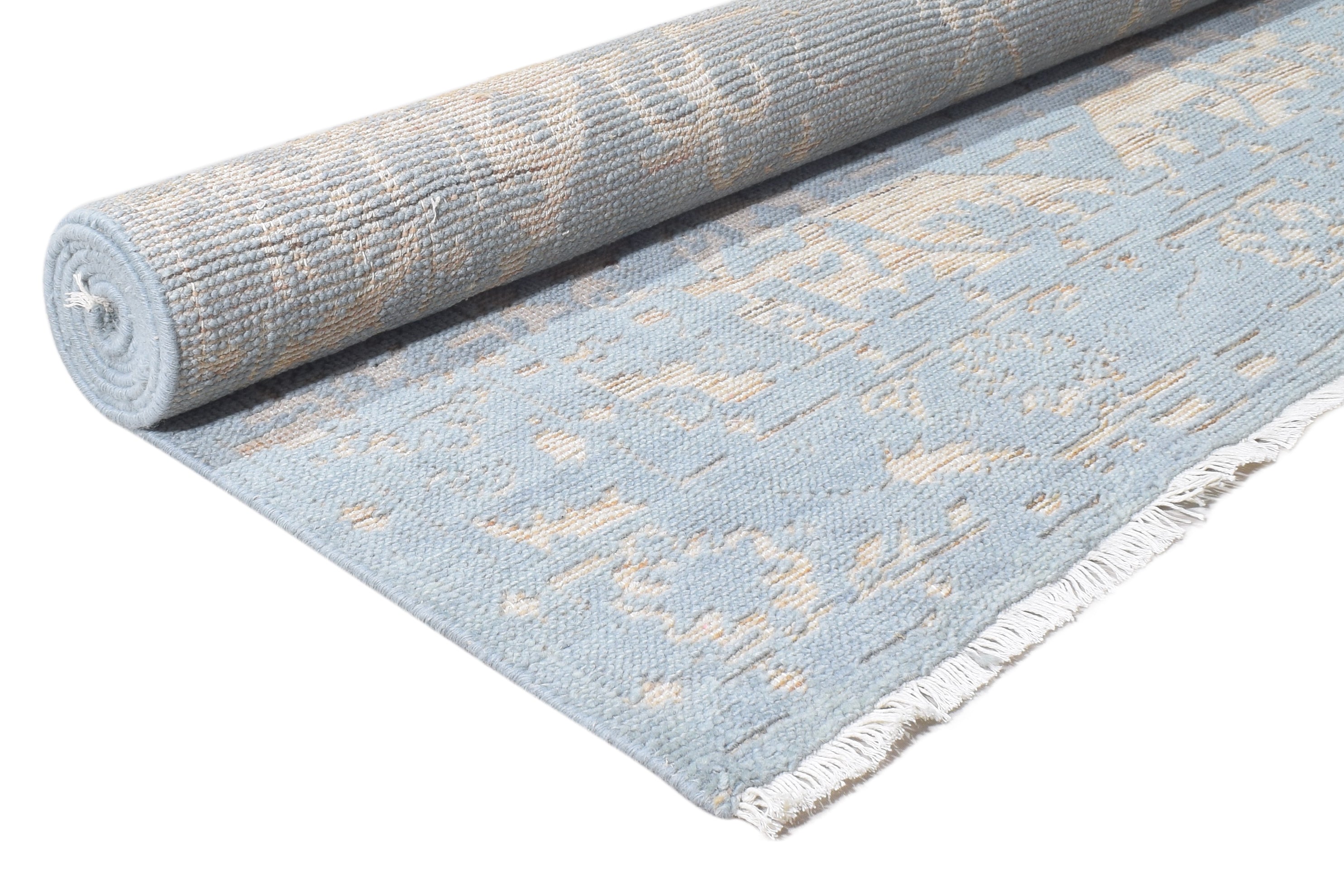 Justin Blue Hand-Knotted Wool Modern Heriz Serapi Abstract Rug