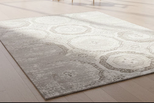 Raksha Handmade Abstract Loom Knotted Hand Woven Silk Like Wool Visose Gray Rug