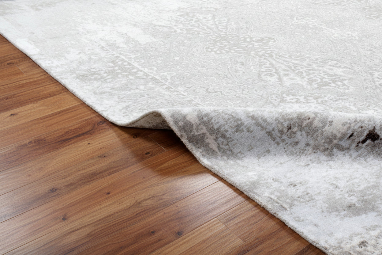 Druski Handmade Abstract Loom Knotted Hand Woven Silk Like Wool Viscose Gray Rug 9003010982037