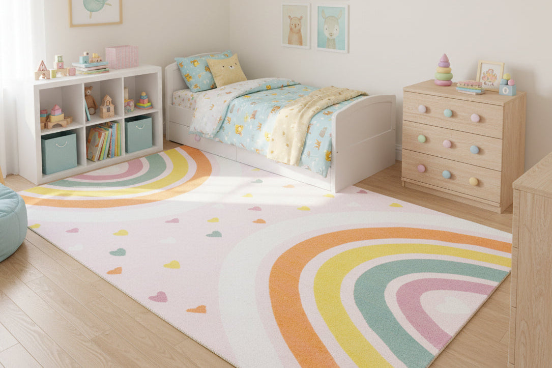 Anky Rainbow Pink Handmade Kids Nursery Plush Soft Rug 9006423703701