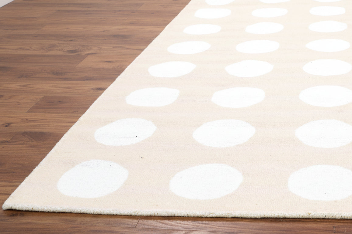 Juni Polka Dot Beige Handmade Kids Nursery Plush Soft Rug