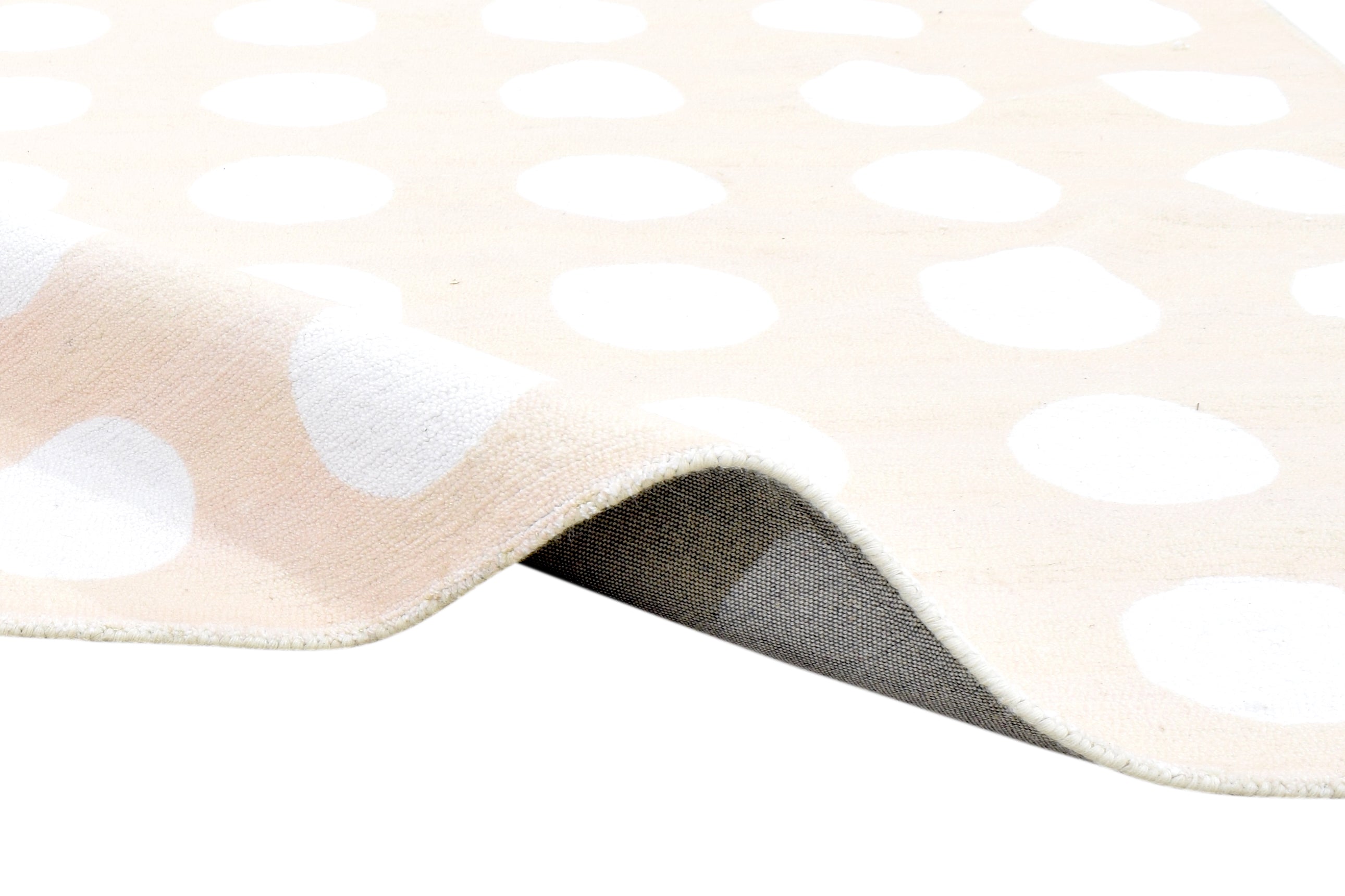 Juni Polka Dot Beige Handmade Kids Nursery Plush Soft Rug