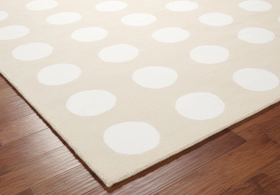 Juni Polka Dot Beige Handmade Kids Nursery Plush Soft Rug