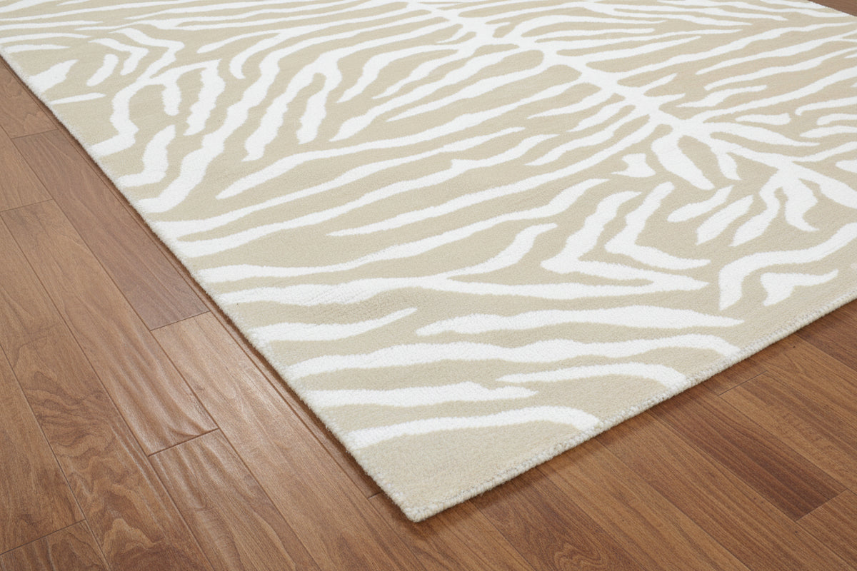 Zebra Handmade Beige & Ivory Stripe Area Rug – Modern Safari Style Kids Nursery Rug