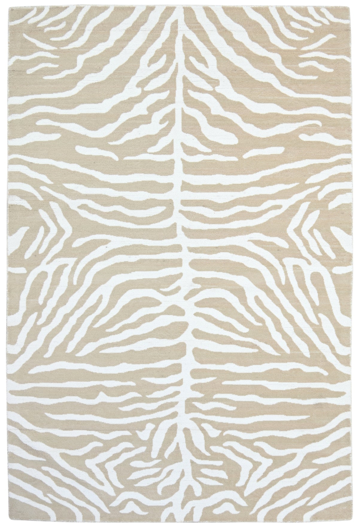 Zebra Handmade Beige & Ivory Stripe Area Rug – Modern Safari Style Kids Nursery Rug