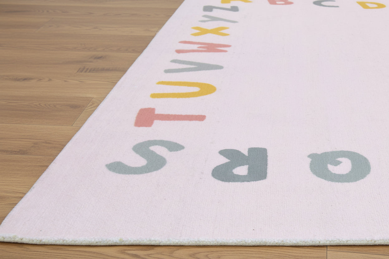 Alphabet Kids Rug | Soft Pink ABC Learning Nursery Rug