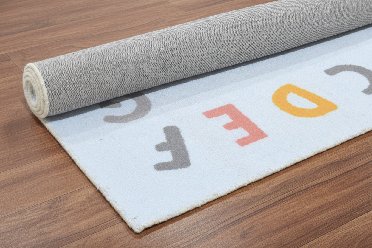 Alphabet Kids Rug | Pastel Blue ABC Learning Nursery Rug