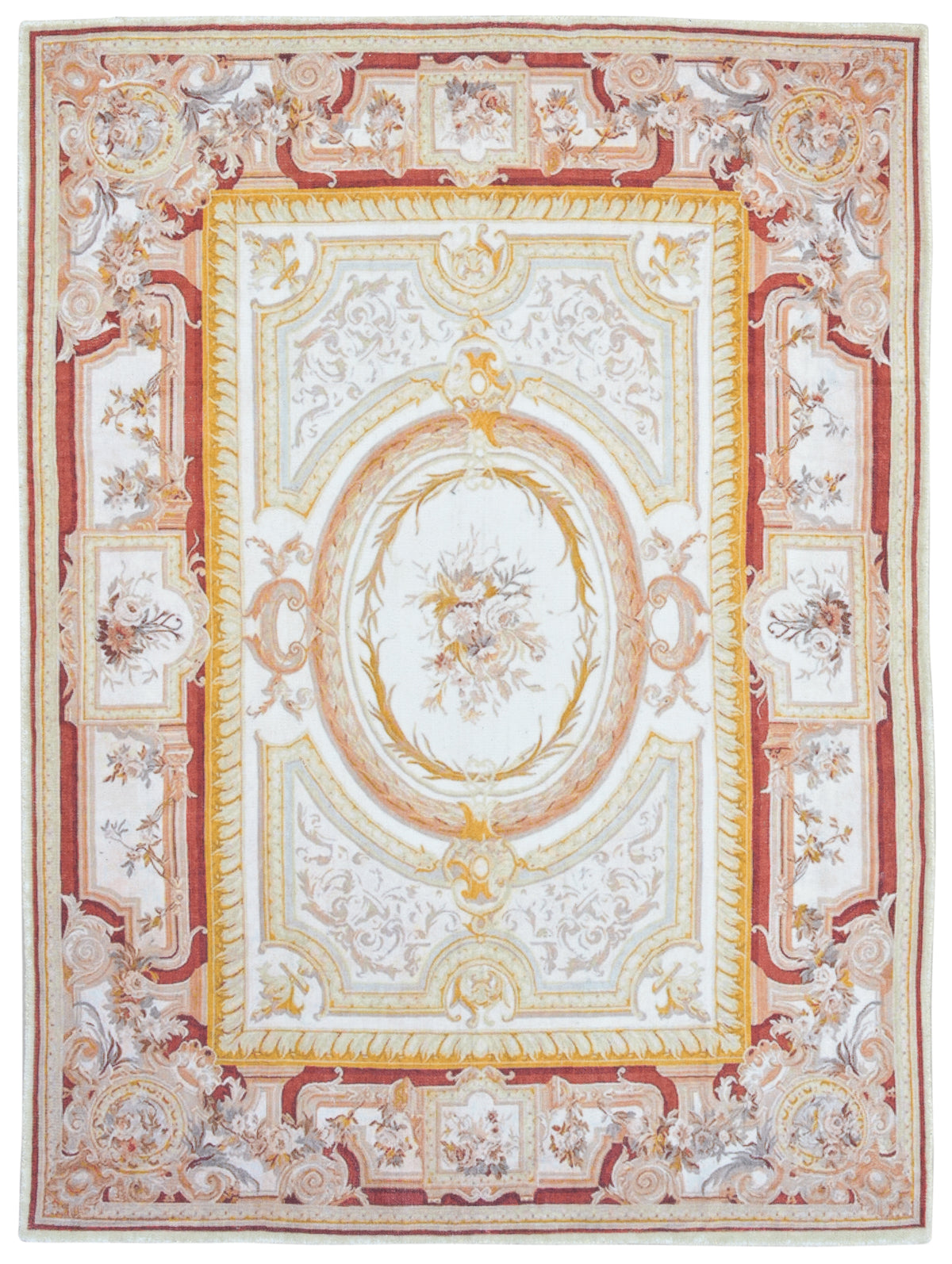 Versailles Ornate Aubusson Handmade Ivory Area Rug – Savonnerie French Baroque Style