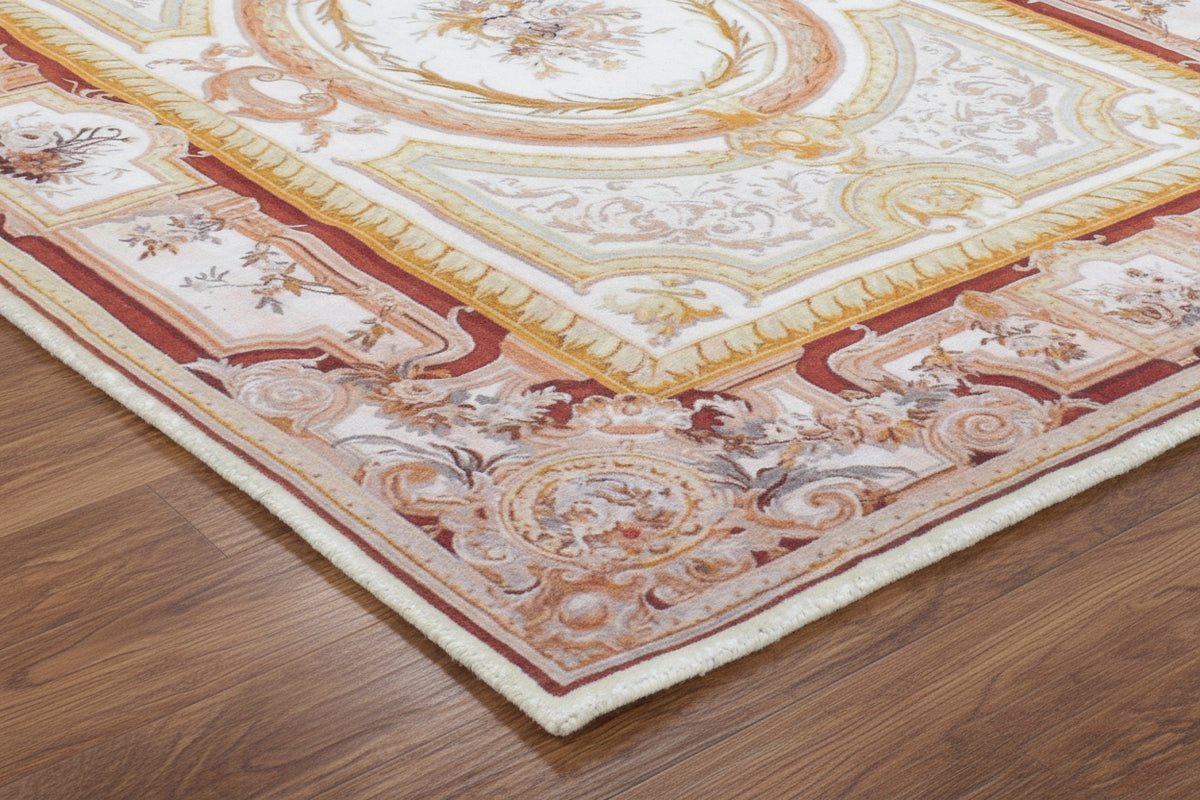 Versailles Ornate Aubusson Handmade Ivory Area Rug – Savonnerie French Baroque Style