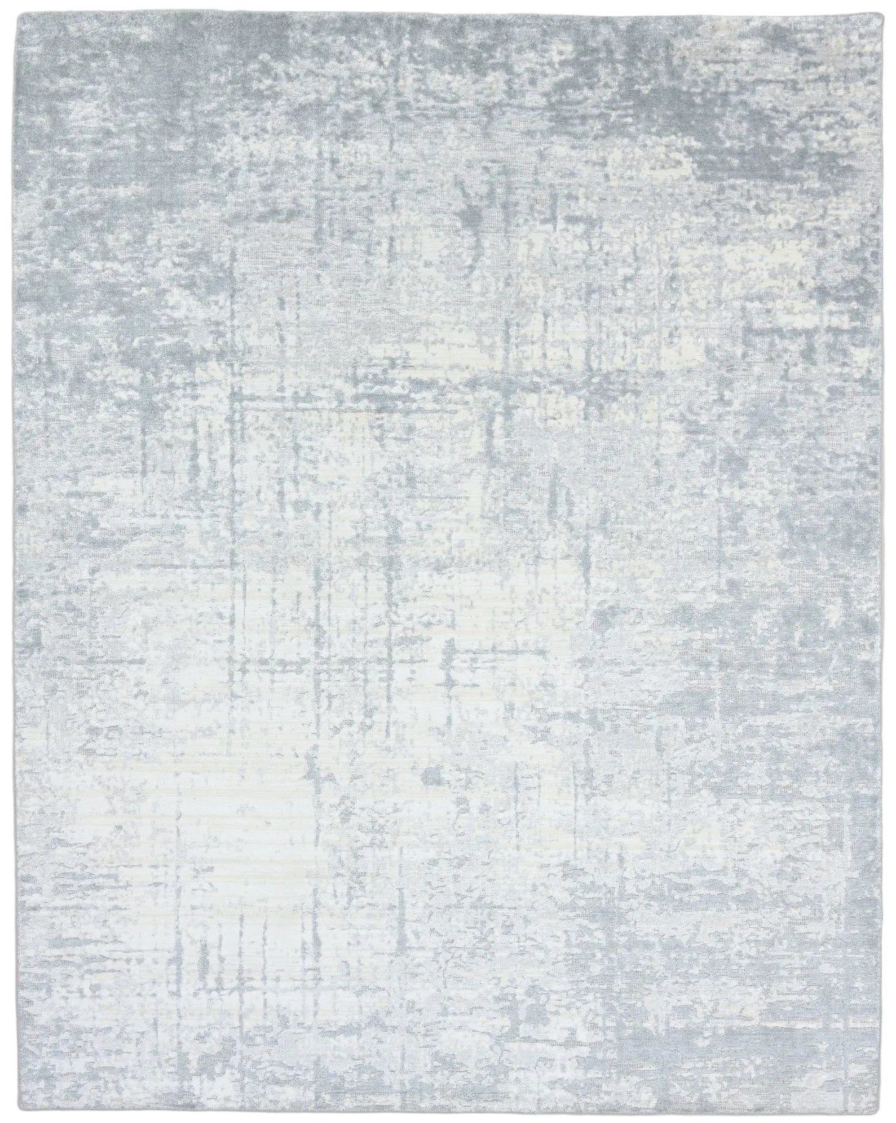 Patina Handmade Loom Knotted Abstract Area Rug – Blue Silver Hand Loomed Rug