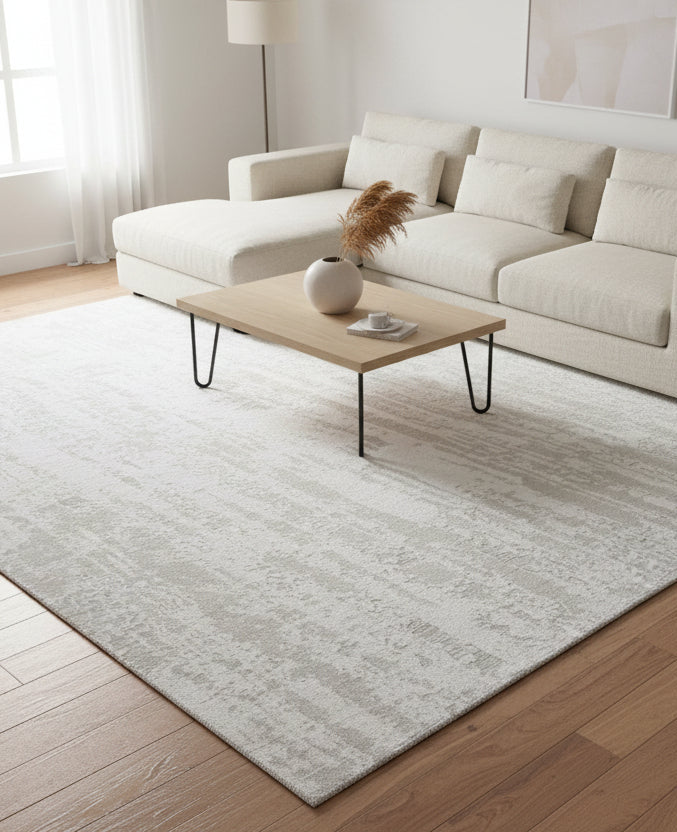 Auroral Modern Silk Like Lusture Abstract Handmade Loom Knotted Area Rug – Ivory Beige Rug