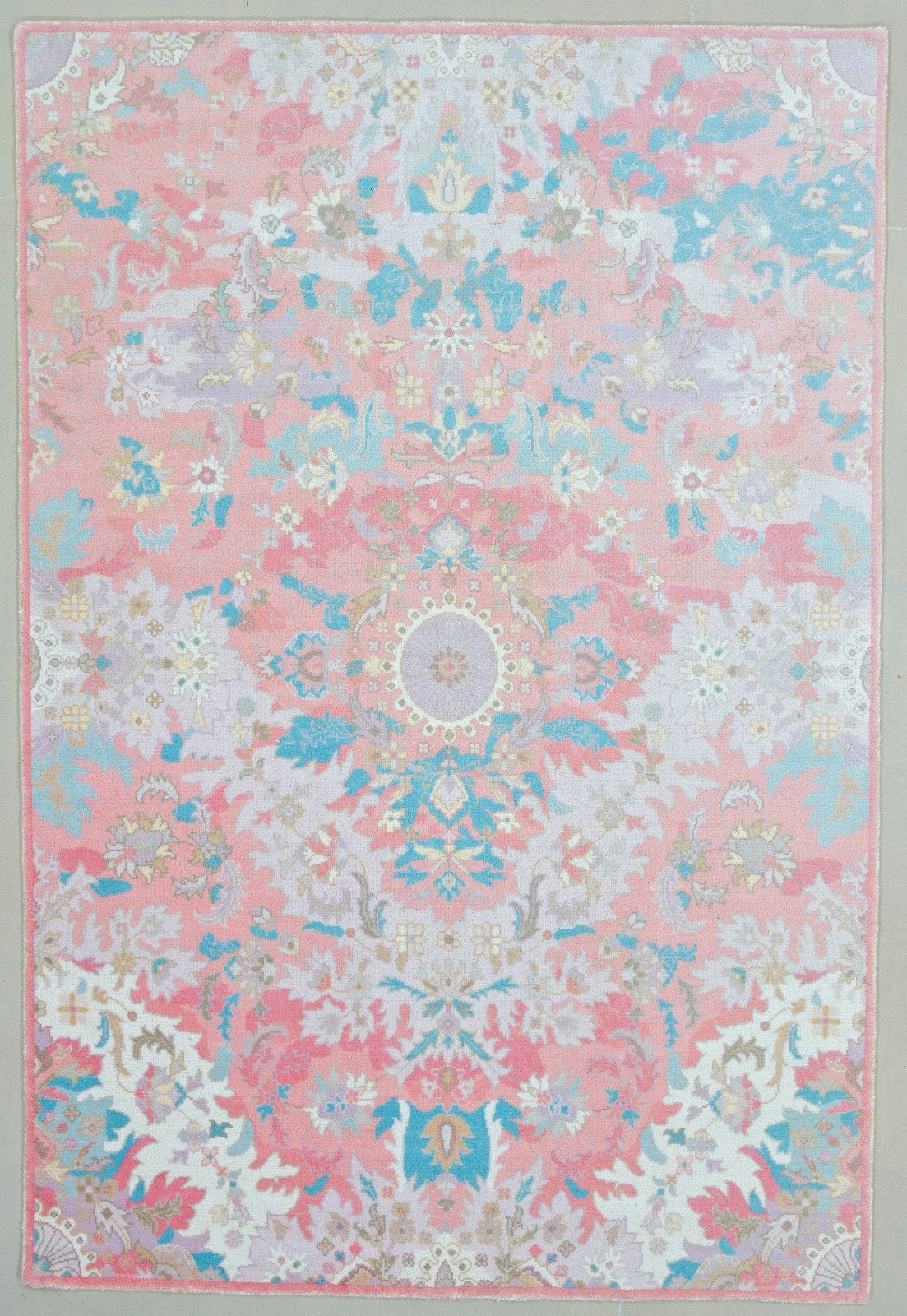 Valentina Handmade Blush Pink Medallion Area Rug – Transitional Artisanal Oushak Style