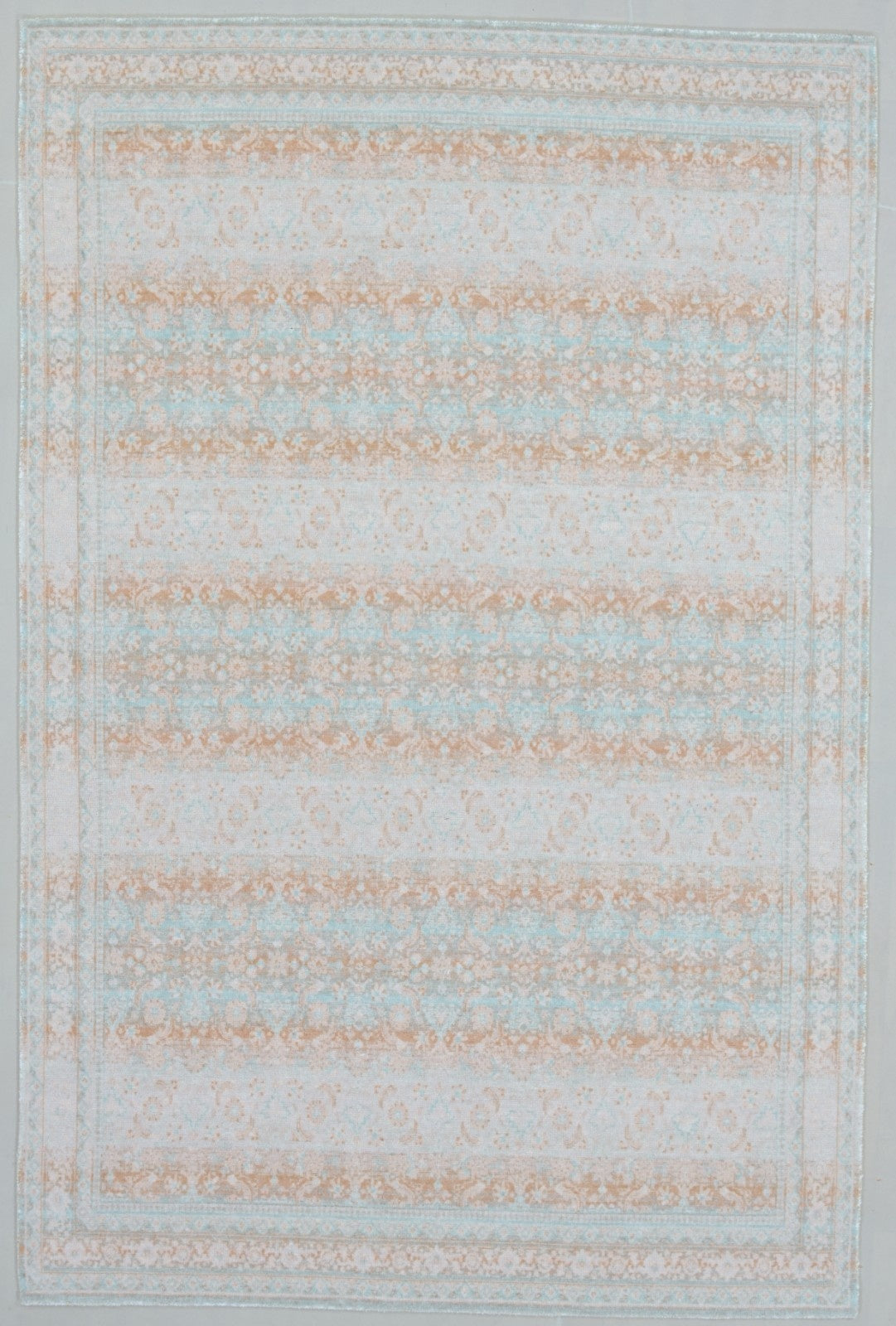 Ojark Vintage Style Handmade Soft Blue & Peach Area Rug – Classic Traditional Decorative Style