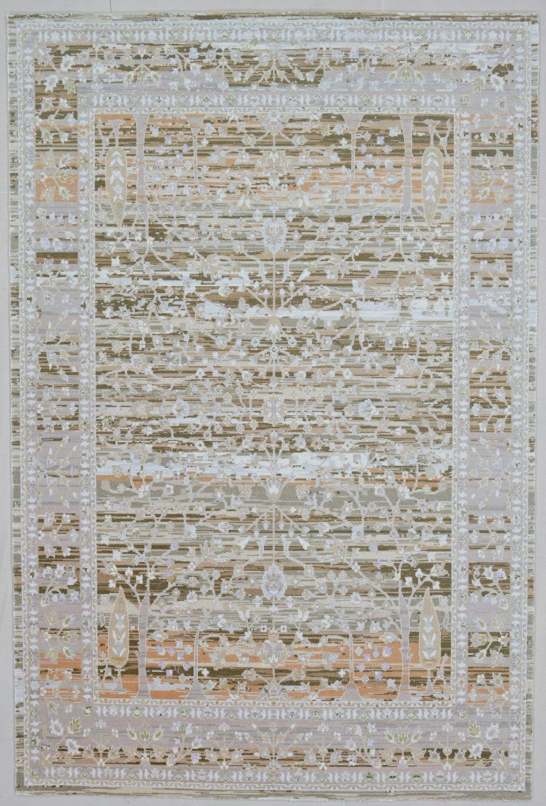 Odalys Handmade Botanical Medallion Area Rug – Modern Olive & Gold Transitional Decor