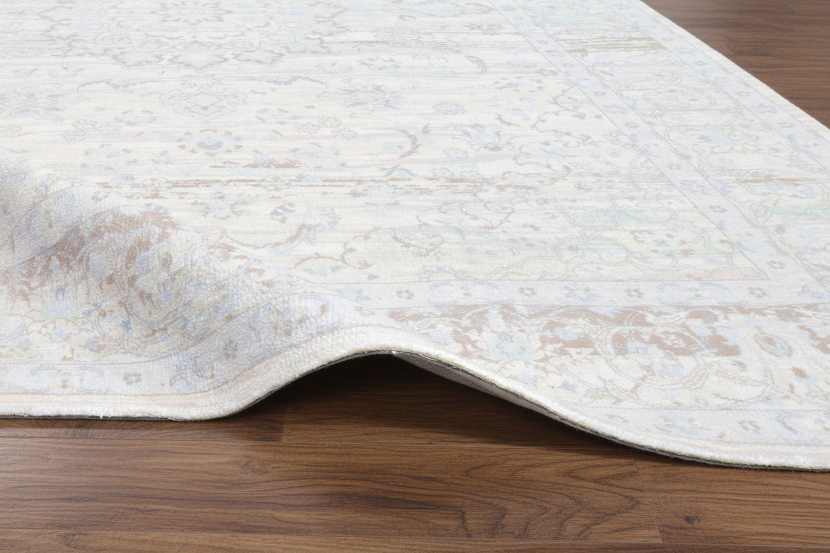 Maelle Handmade Dusty Blue Medallion Area Rug – Vintage-Inspired Distressed Rug