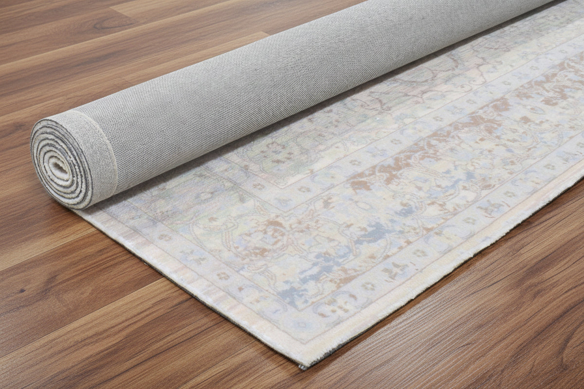 Maelle Handmade Dusty Blue Medallion Area Rug – Vintage-Inspired Distressed Rug