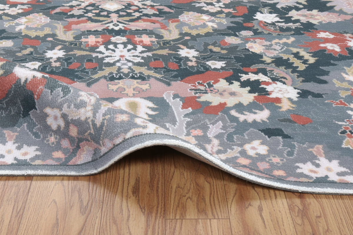 Valentina Handmade Dark Teal Medallion Area Rug – Transitional Artisanal Oushak Style