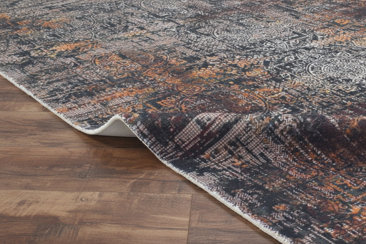 Ombra Handmade Charcoal Grey Medallion Area Rug – Modern Industrial Abstract