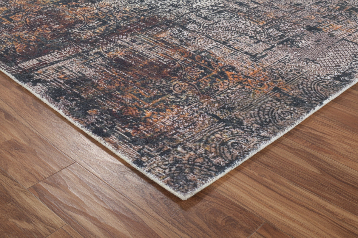 Ombra Handmade Charcoal Grey Medallion Area Rug – Modern Industrial Abstract