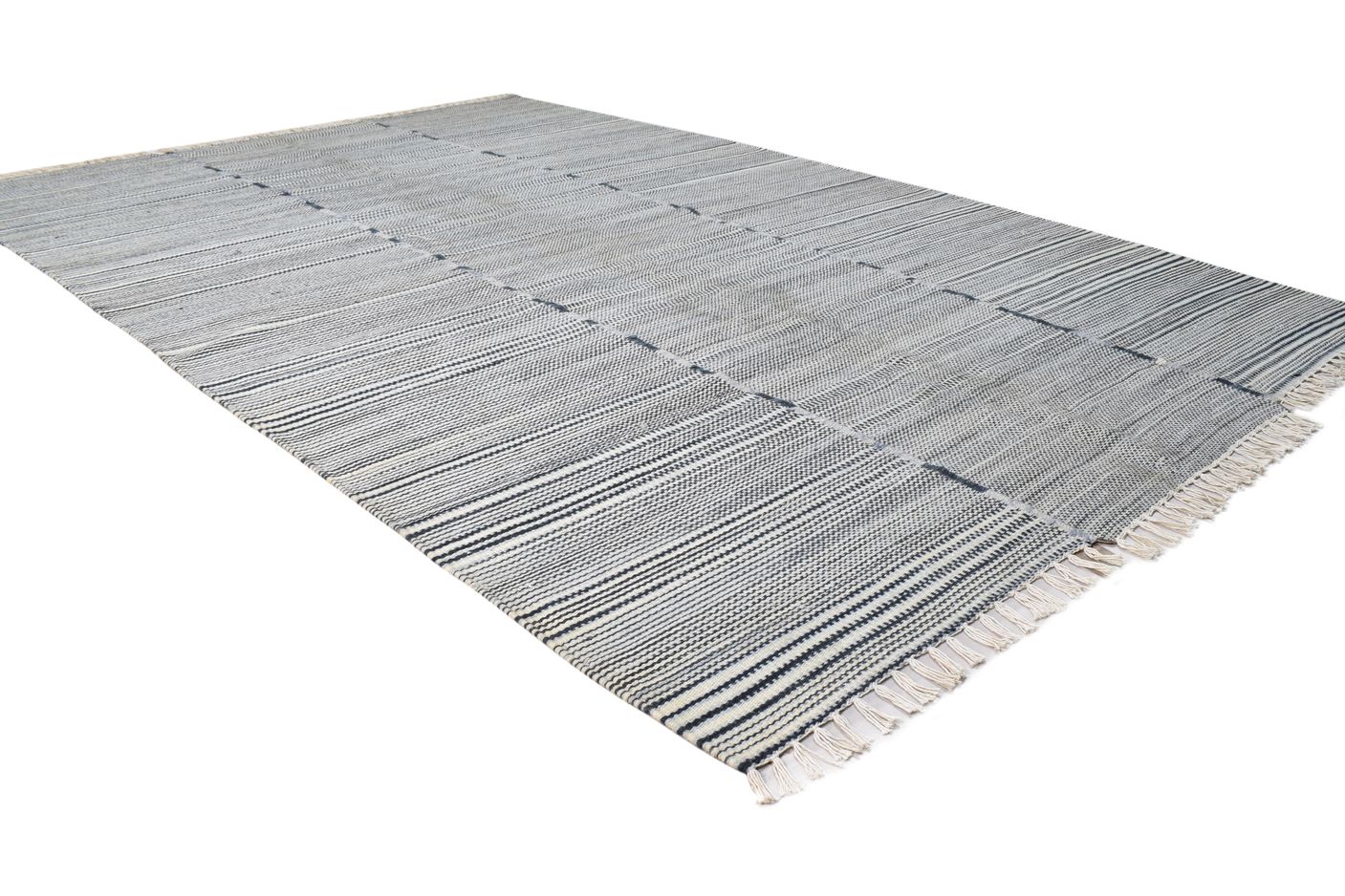 5' X 7' Rug Wool Black Modern Dhurrie Scandinavian Abstract Room Size Carpet Area Rug
