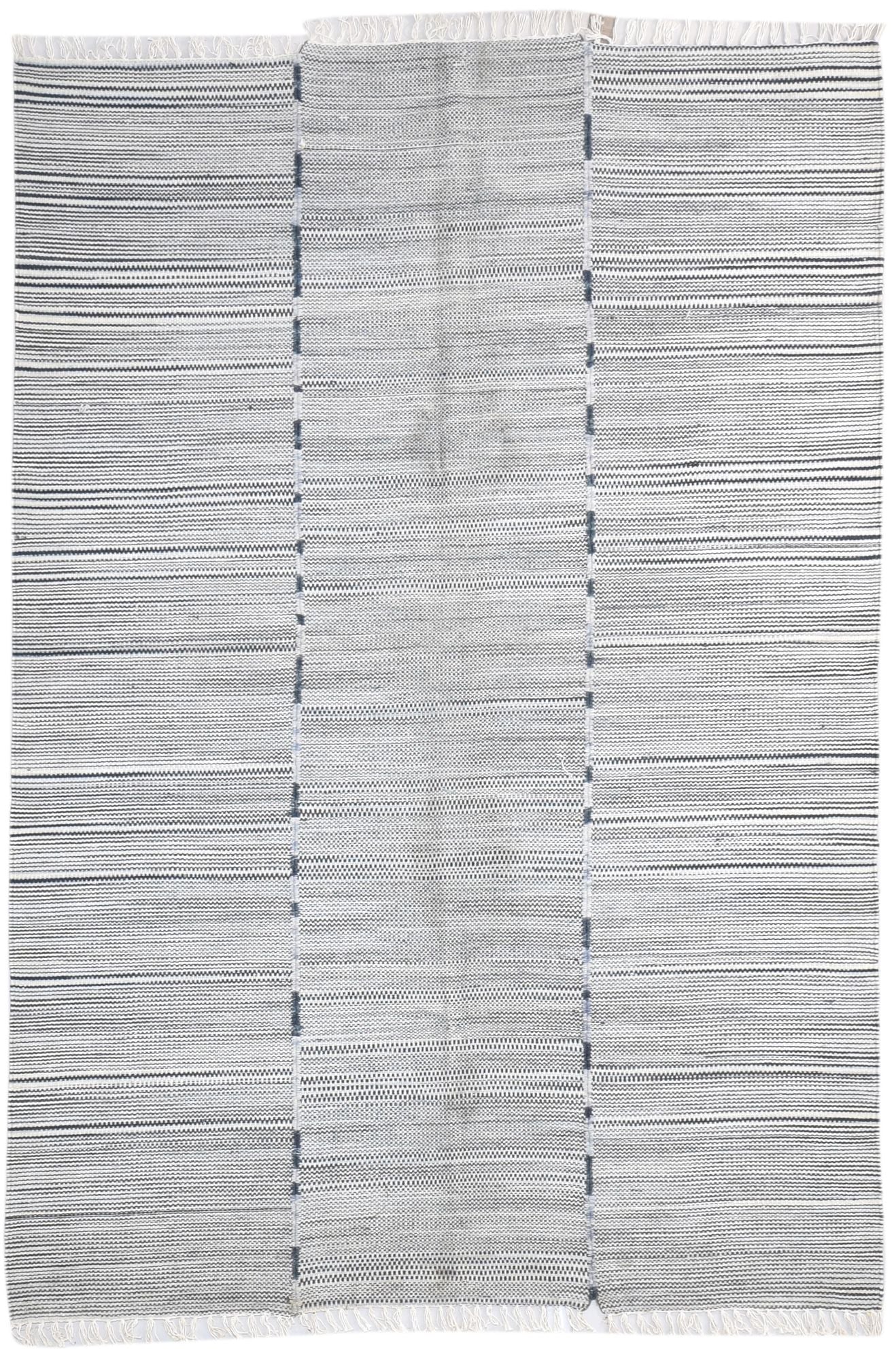 5' X 7' Rug Wool Black Modern Dhurrie Scandinavian Abstract Room Size Carpet Area Rug