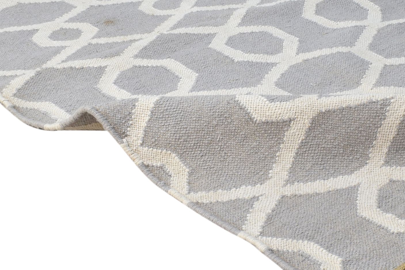 Green Wool Rug 3' X 5' Modern Dhurrie Scandinavian Nordic Small Carpet Area Rug