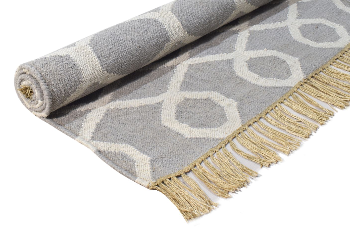 Green Wool Rug 3' X 5' Modern Dhurrie Scandinavian Nordic Small Carpet Area Rug