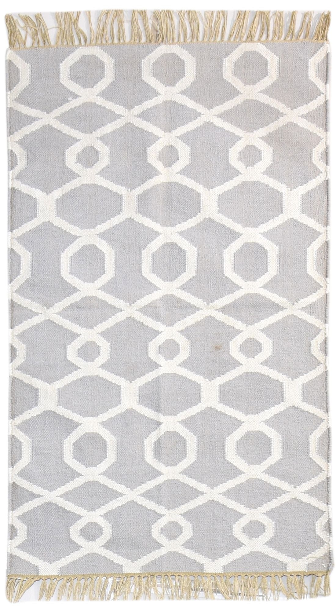 Green Wool Rug 3' X 5' Modern Dhurrie Scandinavian Nordic Small Carpet Area Rug