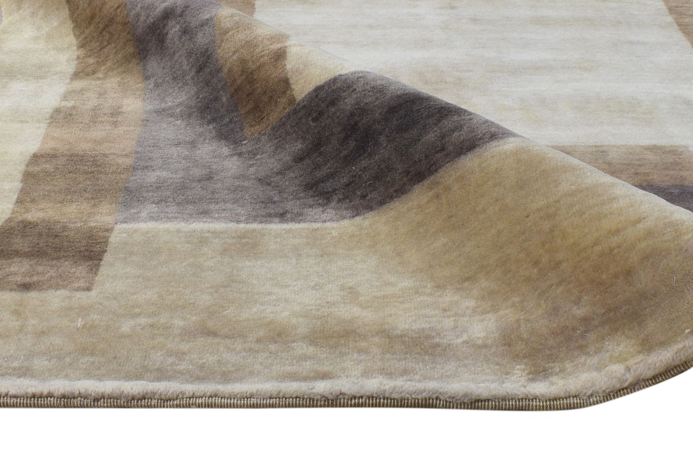 Brown Wool Rug 4X6 Modern Hand Knotted Scandinavian Abstract Room Size Carpet Area Rug