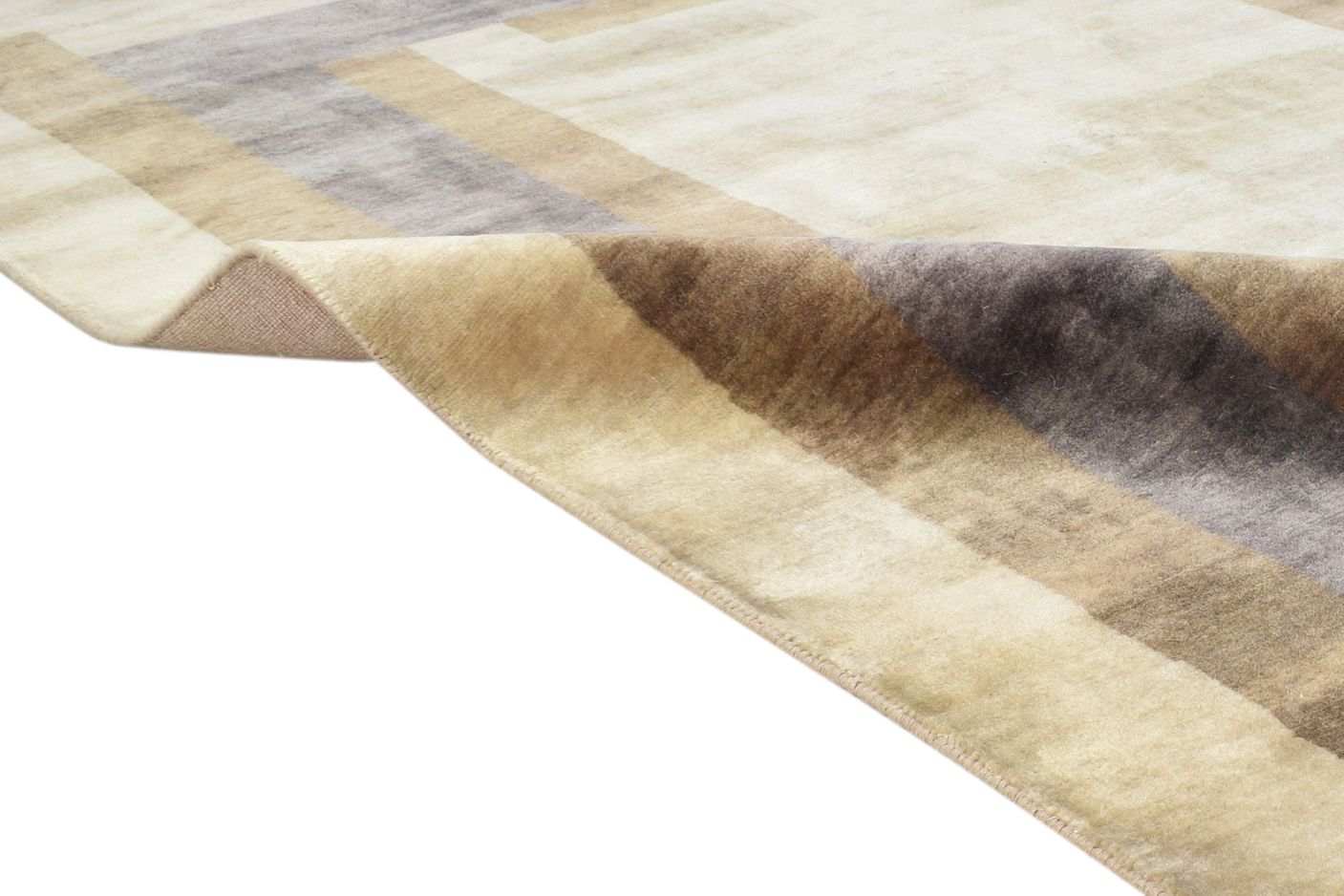 Brown Wool Rug 4X6 Modern Hand Knotted Scandinavian Abstract Room Size Carpet Area Rug