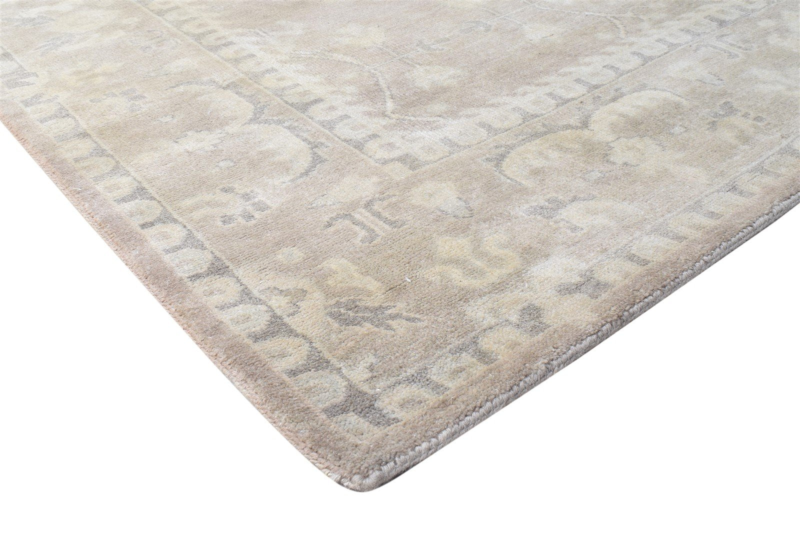 Austin Wool Silk Brown Rug Persian Hand Knotted Oushak Oriental Rug 7865143623829