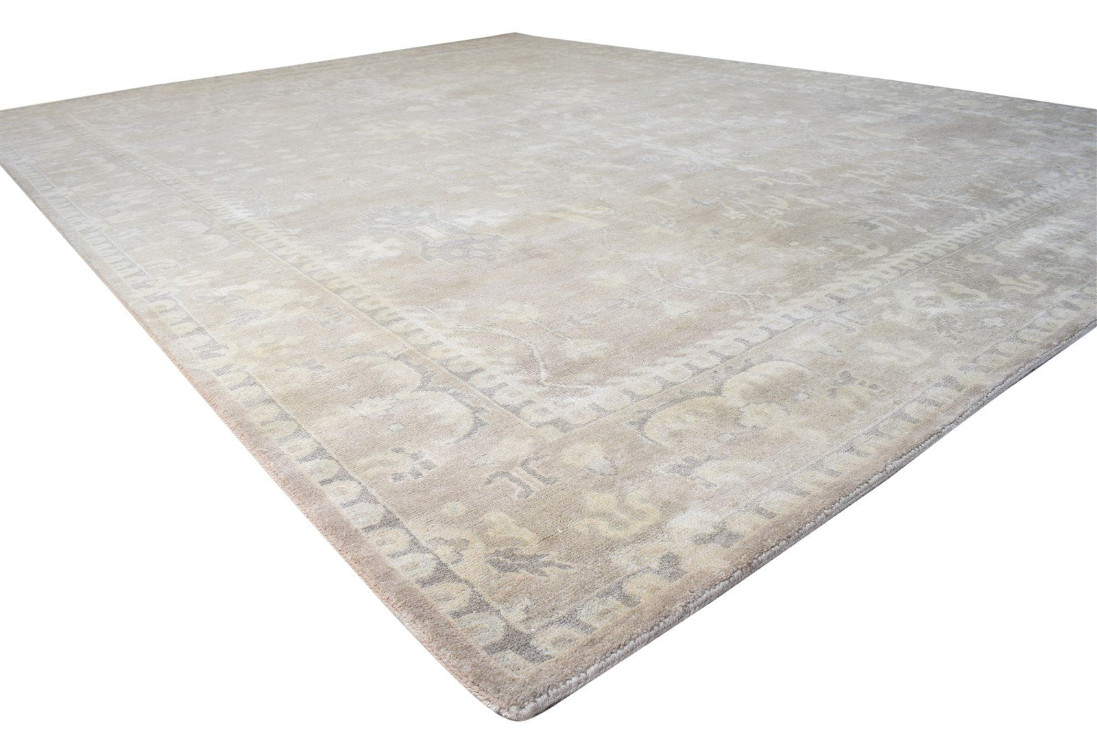 Austin Wool Silk Brown Rug Persian Hand Knotted Oushak Oriental Rug 7865143623829