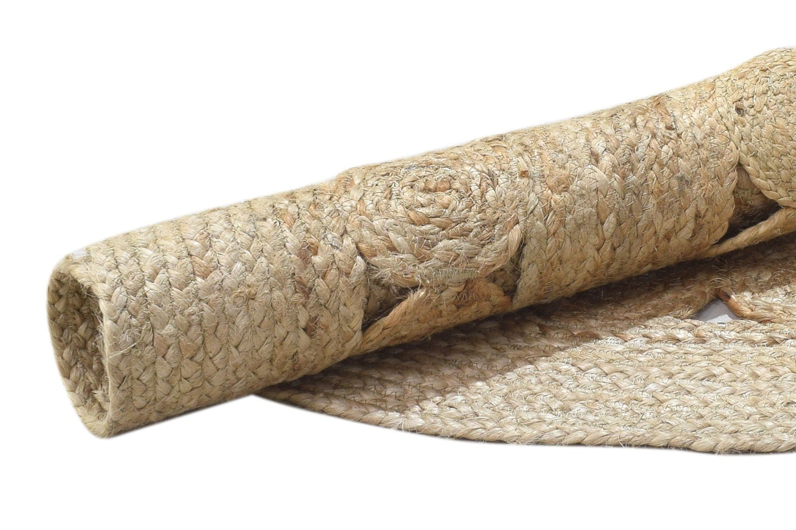 Beige Jute Rug 4' X 4' Modern Hand Woven Scandinavian Circles Room Size Round 7864132796565