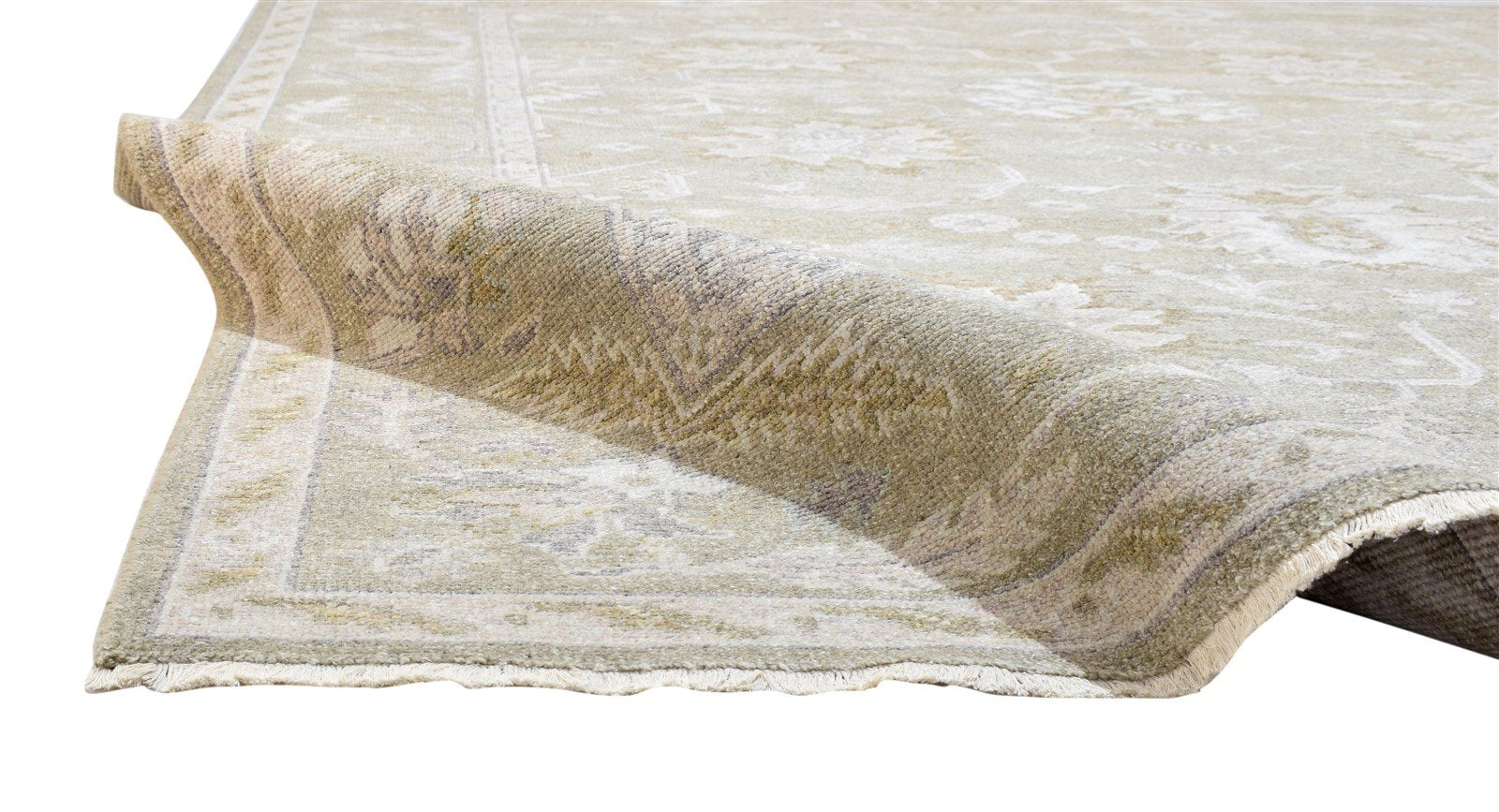 Patti Wool Silk Sage Green Rug Oushak Hand Knotted Rug 8811784994965