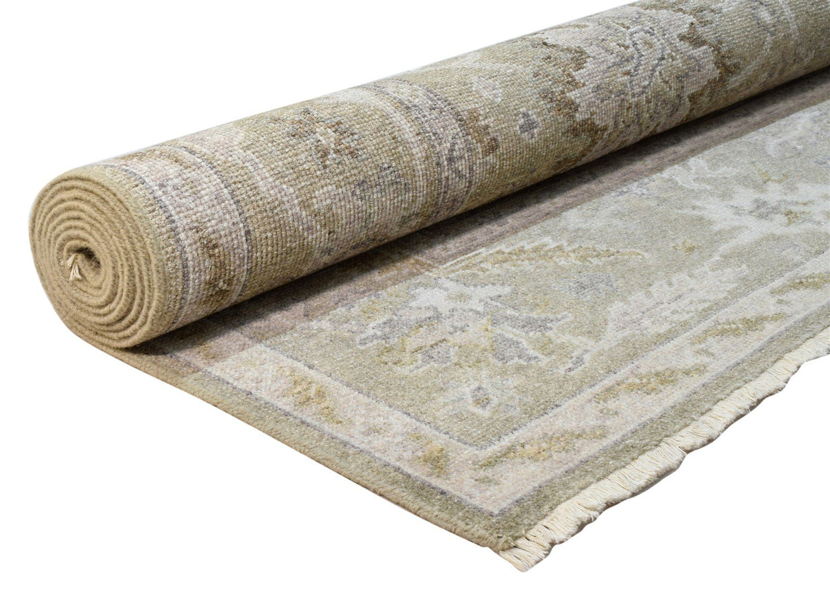 Patti Wool Silk Sage Green Rug Oushak Hand Knotted Rug 8811784994965