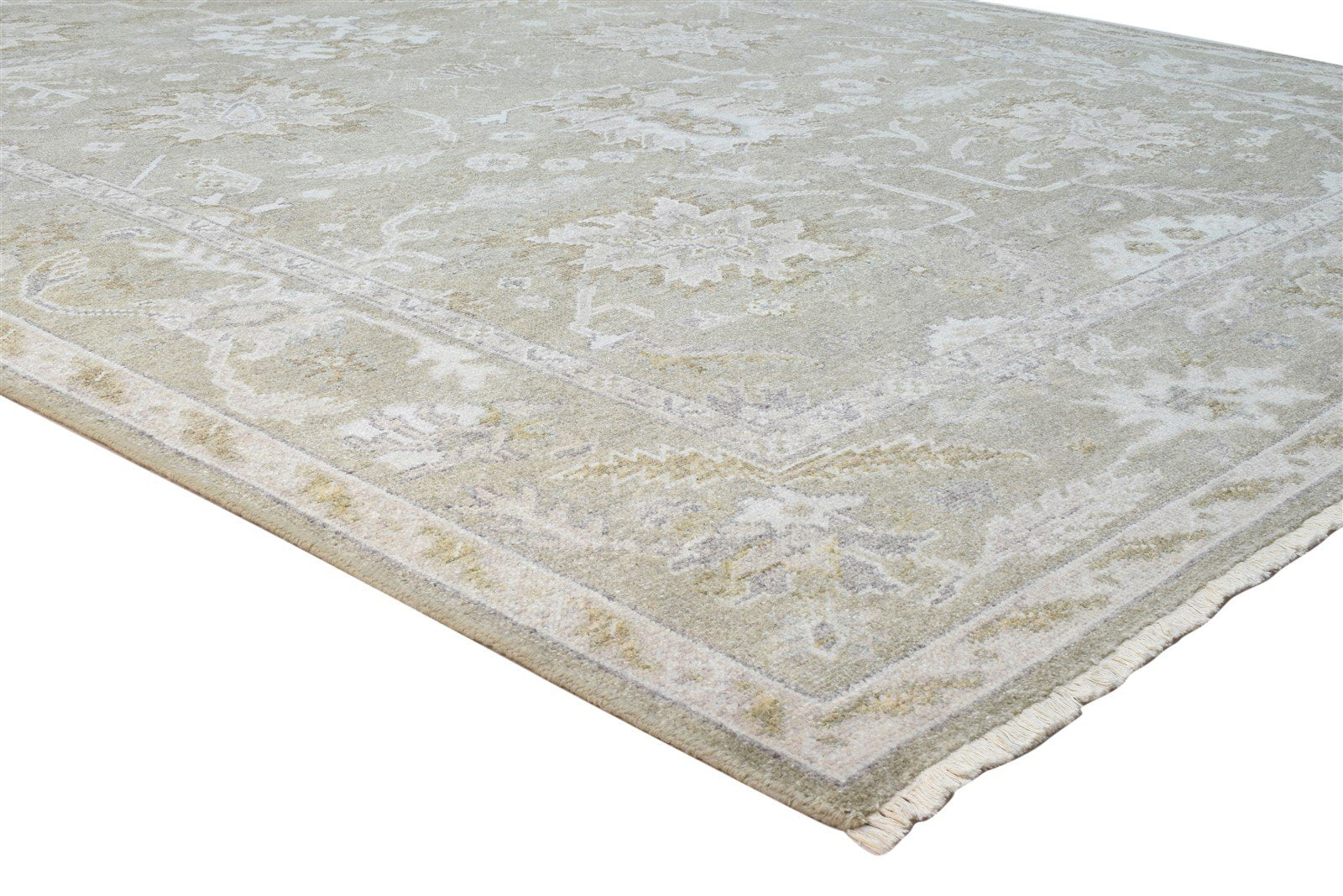 Wool Silk Sage Rug 8' X 10' Persian Hand Knotted Oushak Oriental Large Carpet 7864081252501