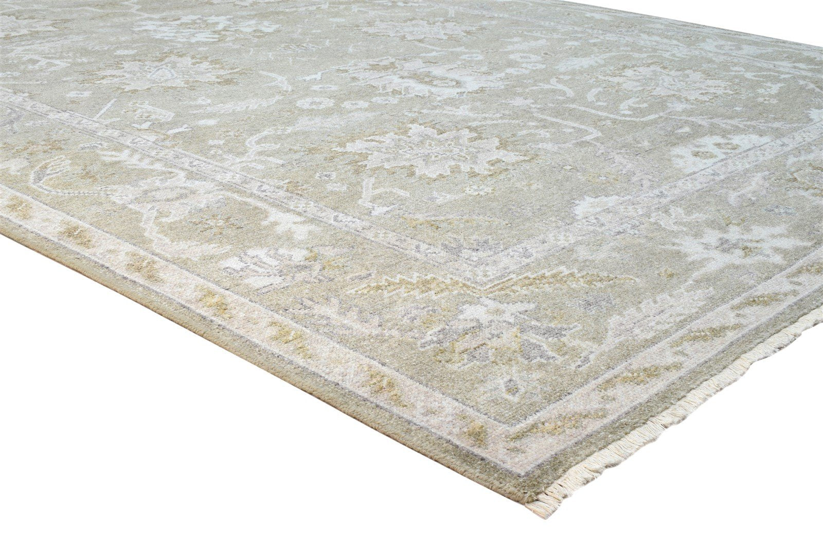 Wool Silk Sage Rug 8' X 10' Persian Hand Knotted Oushak Oriental Large Carpet 7864081252501