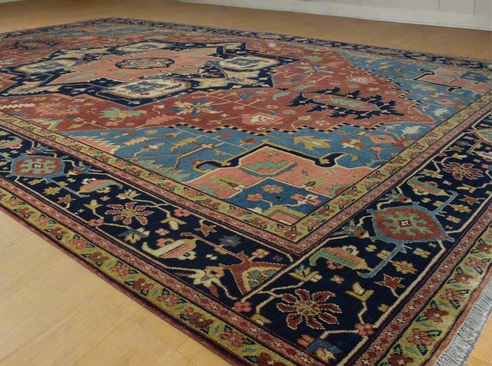 Greenwich Heriz Wool Rug Red Area Rug Persian Hand Knotted  Area Rug 