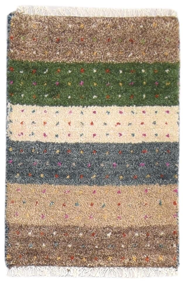 1' X 2' Rug Wool Beige Persian Hand Knotted Gabbeh Southwestern Small Carpet   7864203313301